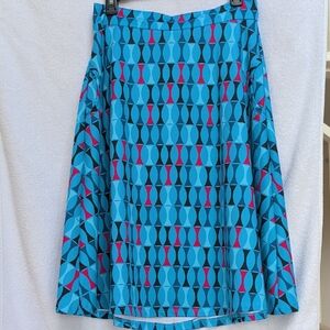 Lesley Evers SLOAN blue geometric A-Line skirt